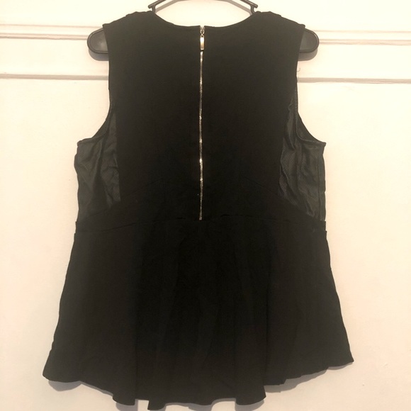 Fashion to figure peplum top with faux leather 1X - Picture 3 of 5